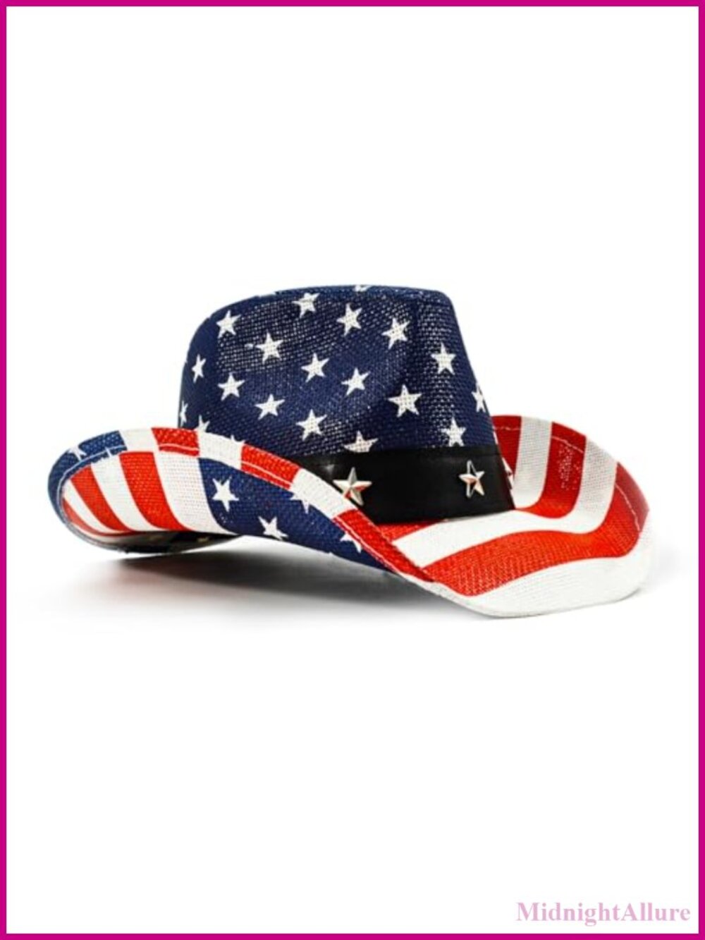 Patriotic USA American Flag Cowboy Hat Straw Western Unisex